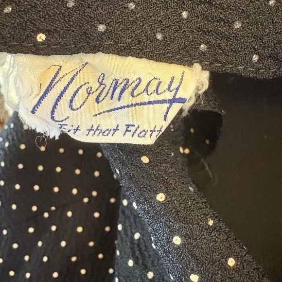 Vintage Normay Black and White Ruffled Bishop Sleeve Dress - Picture 10 of 11